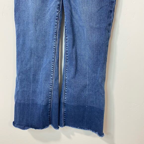 SPANX Women's Cropped Flare Denim Jeans Medium Wash Blue Small Stretch Pull On - Picture 6 of 11